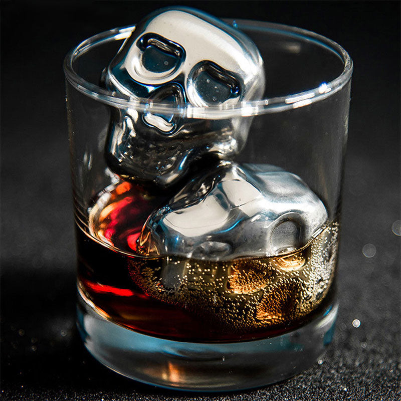 Stainless Steel Skull Whiskey Ice Cubes