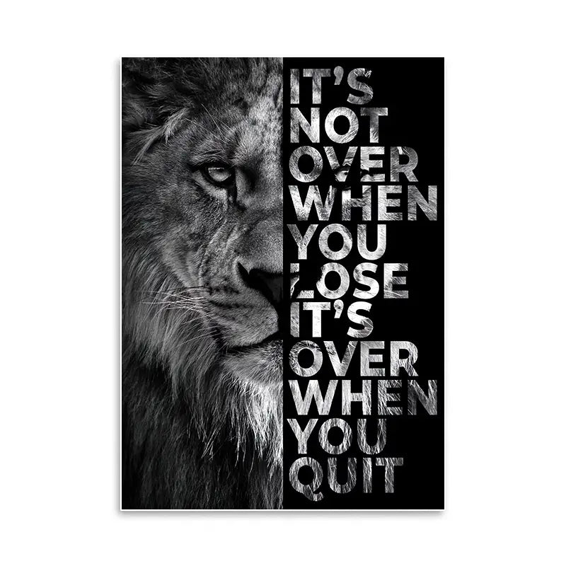 Frameless Lone Lion Motivational Quote