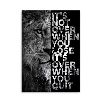 Frameless Lone Lion Motivational Quote