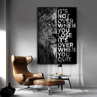 Frameless Lone Lion Motivational Quote