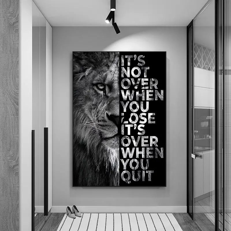 Frameless Lone Lion Motivational Quote