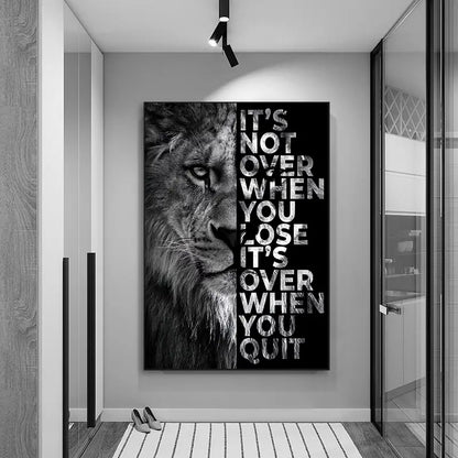 Frameless Lone Lion Motivational Quote