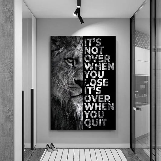 Frameless Lone Lion Motivational Quote